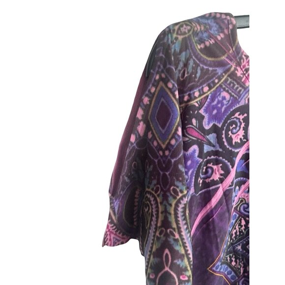 Westbound Top Womens PL Petite Large Scoop Neck Cold Shoulder Purple Print New - Picture 3 of 6
